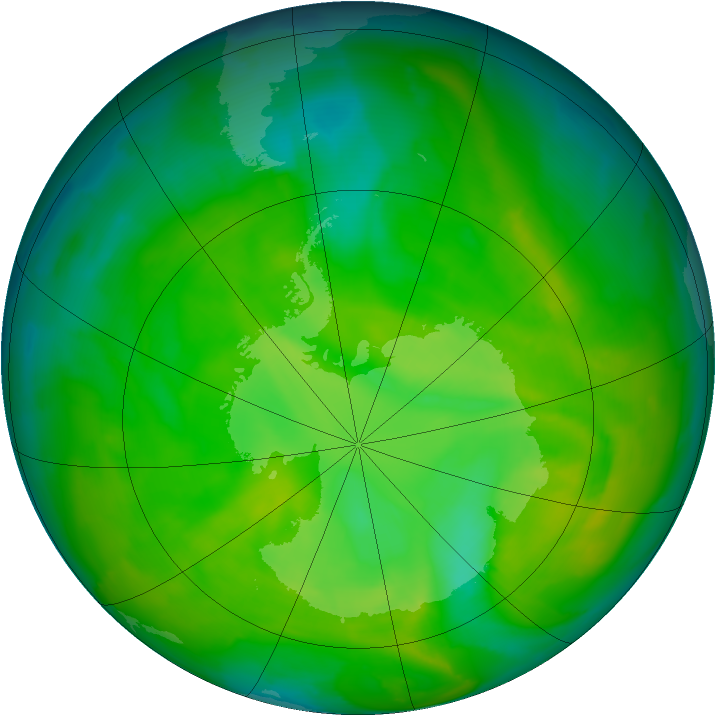 Antarctic ozone map for 29 November 2012